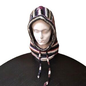Handmade Multi-color Knit Balaclava Hood – Open-Face Kapor Style Slow Fashion